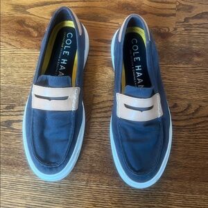 Cole Haan Blue and Beige Slip-On Shoes